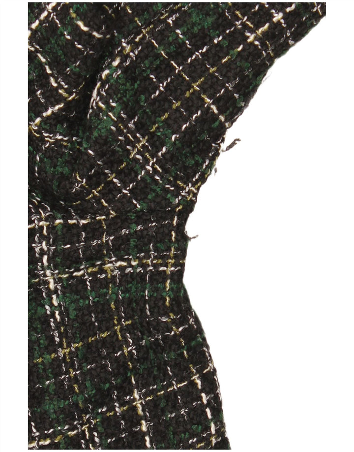 Zara Γυναικείο μακρυμάνικο φόρεμα Shift UK 14 Μεσαίο πράσινο ακρυλικό τσεκ