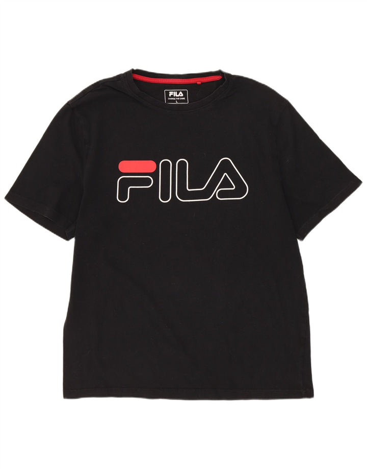 Ανδρικό γραφικό μπλουζάκι FILA Top Large Μαύρο