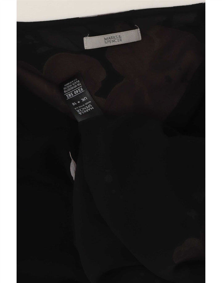 Marks & Spencer Γυναικεία Μπλούζα Τοπ UK 16 Large Black Floral Polyester