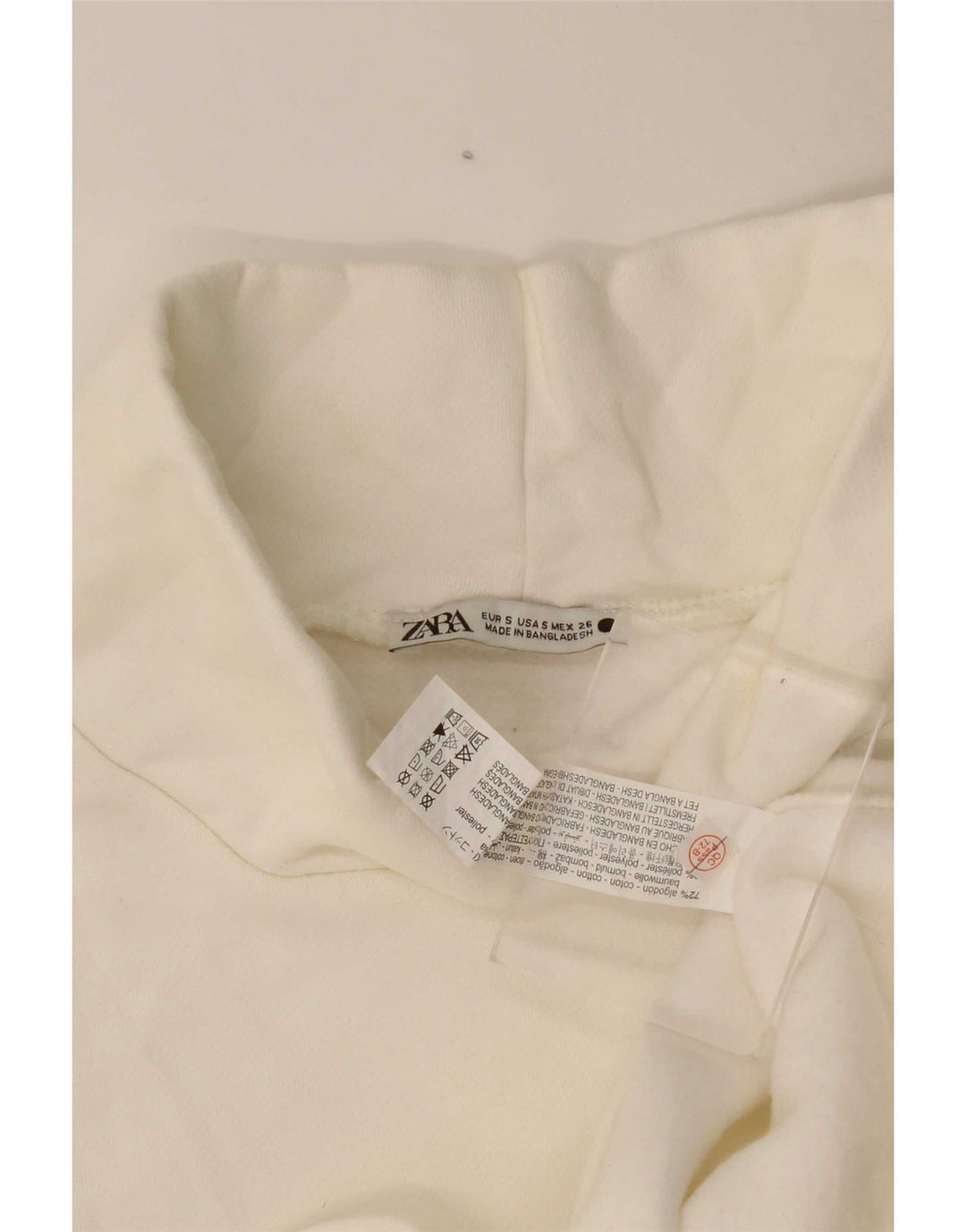 Zara γυναικείο υπερμεγέθη τοπ μανίκι 3/4 UK 10 Small off λευκό βαμβακερό