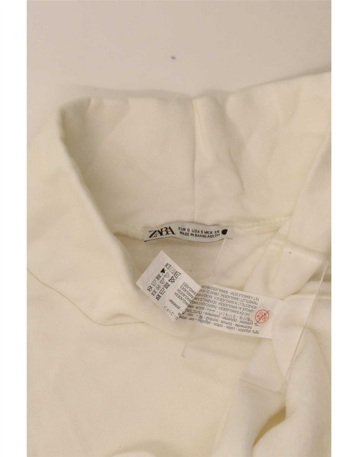 Zara γυναικείο υπερμεγέθη τοπ μανίκι 3/4 UK 10 Small off λευκό βαμβακερό