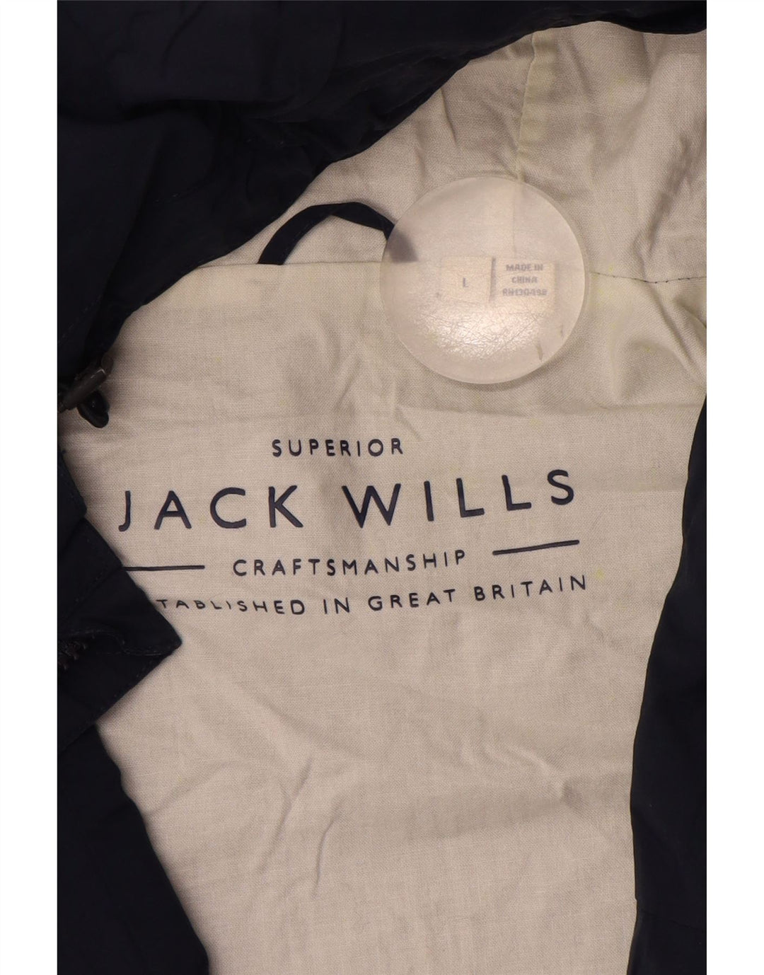 Jack Wills Ανδρικό μπουφάν βροχής με κουκούλα UK 40 Large Navy Blue Cotton