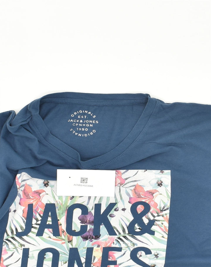JACK & JONES Mens Graphic T-Shirt Top XL Blue Cotton | Vintage Jack & Jones | Thrift | Second-Hand Jack & Jones | Used Clothing | Messina Hembry 