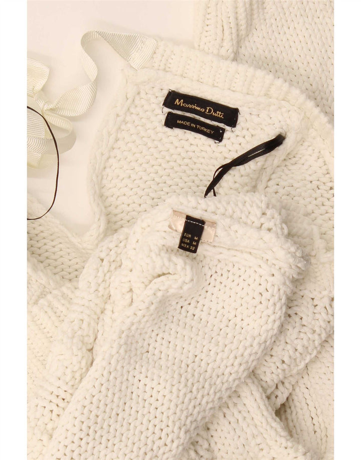 Massimo Dutti Γυναικείο πουλόβερ με λαιμόκαυστο UK 14 Medium White