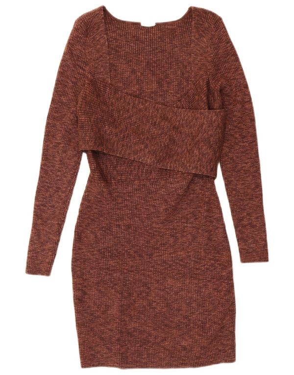 ABERCROMBIE & FITCH Womens Sheath Dress UK 14 Large Brown Flecked