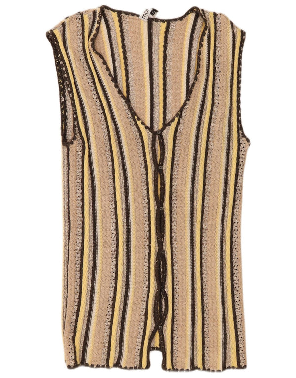 Γυναικείο πουλόβερ Monari Longline Cardigan UK 14 Μεγάλο Μπεζ ριγέ