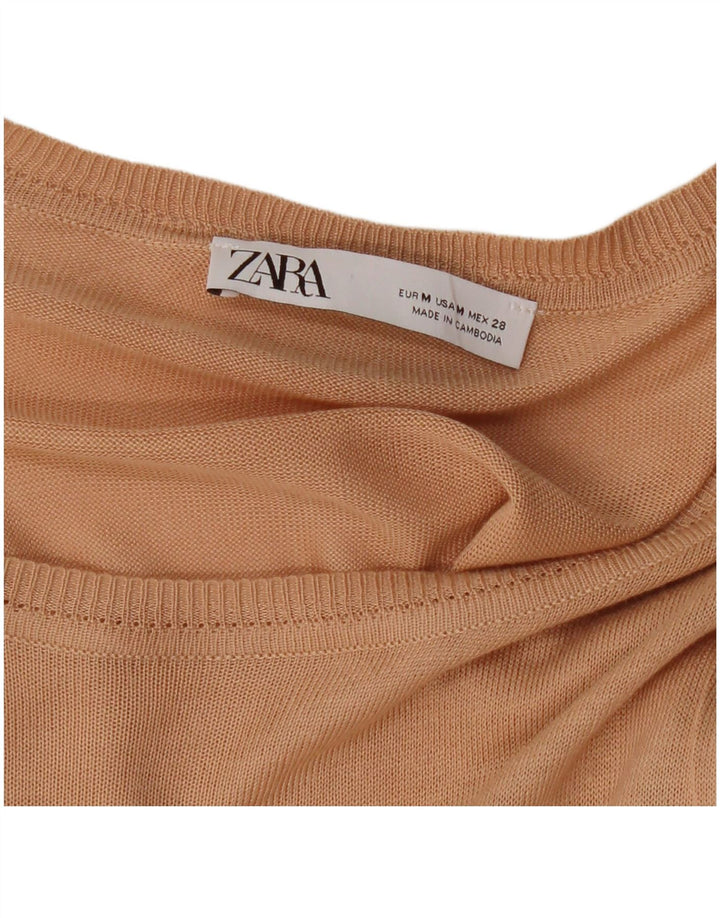 ZARA Γυναικείο πουλόβερ με λαιμόκαυστο UK 14 Medium Beige