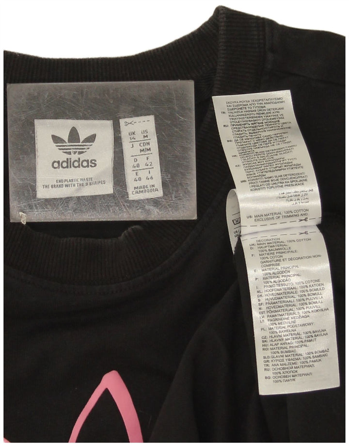Adidas Γυναικείο τοπ μακρυμάνικο UK 14 μεσαίο μαύρο βαμβακερό