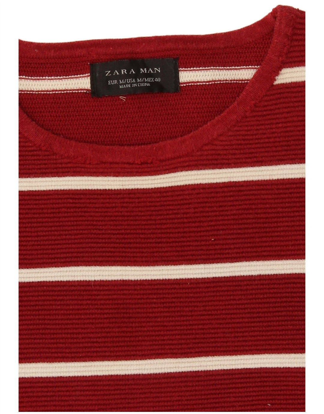 Ανδρικό πουλόβερ Zara με λαιμόκοψη με μεσαίο κόκκινο ριγέ