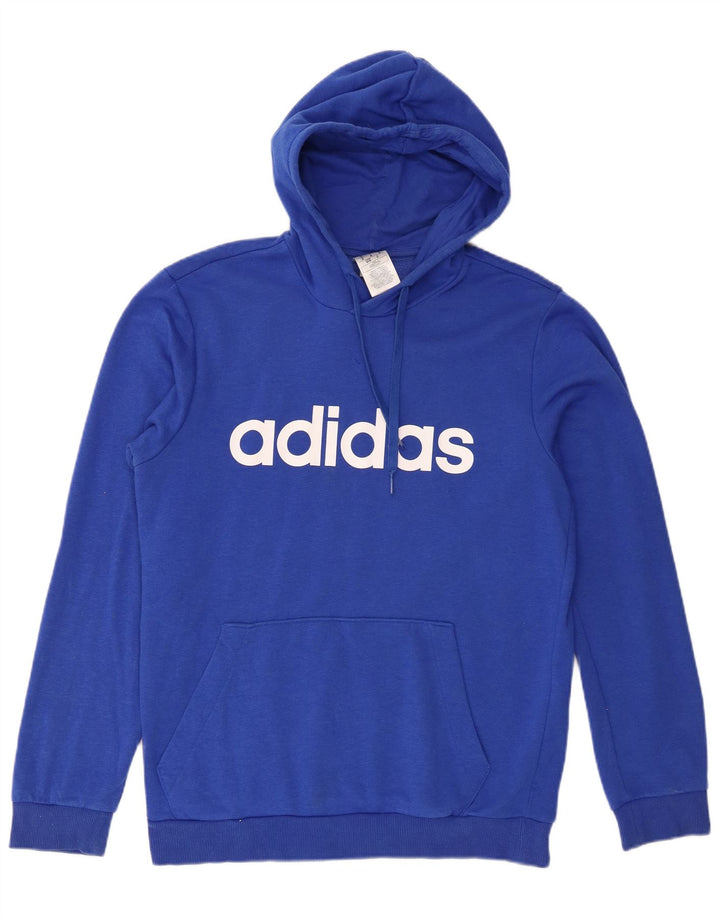 Ανδρικό γραφικό κουκούλα Adidas, μεσαίο μπλε βαμβακερό
