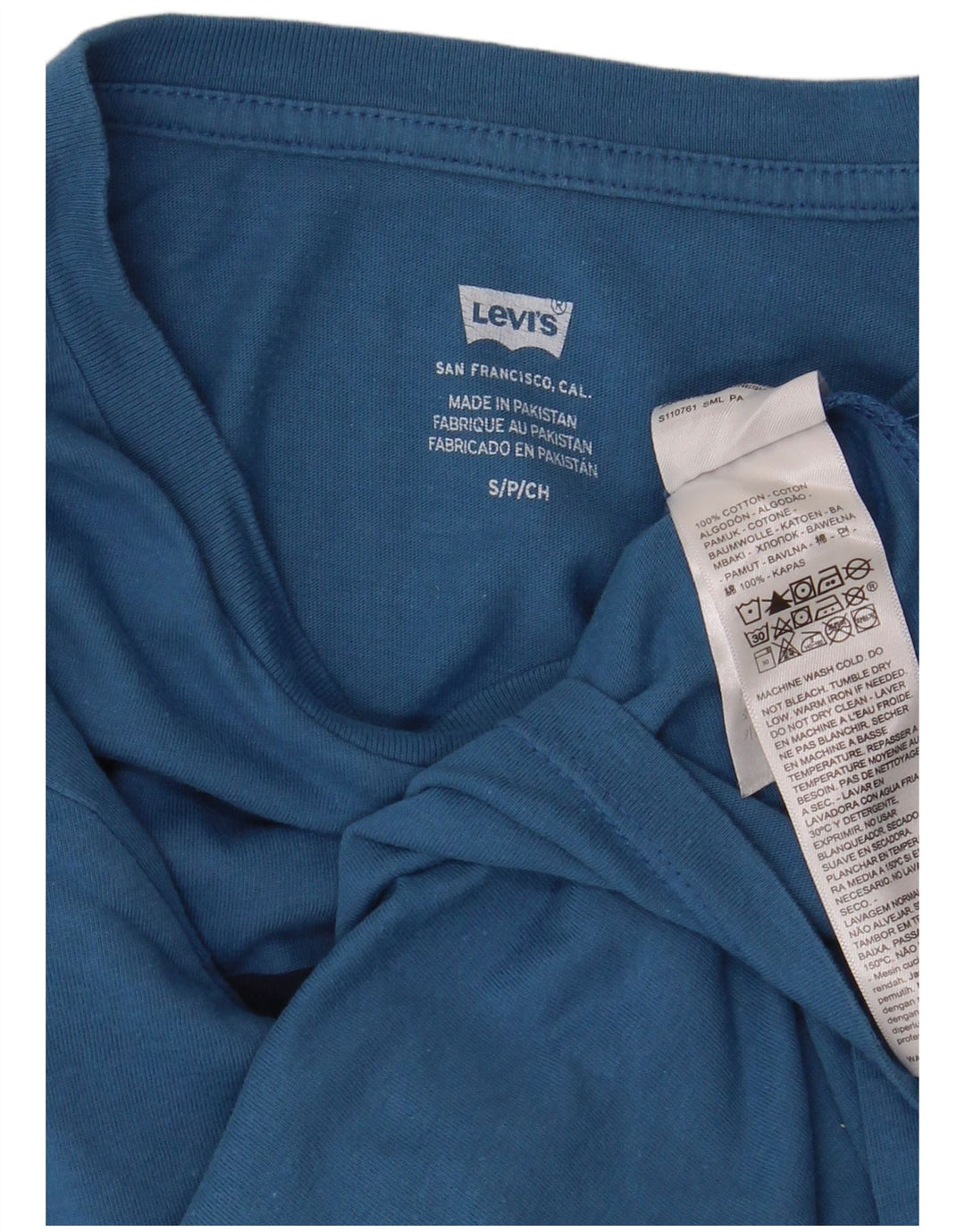Γυναικείο γραφικό μπλουζάκι LEVI'S Top UK 10 μικρό μπλε βαμβακερό