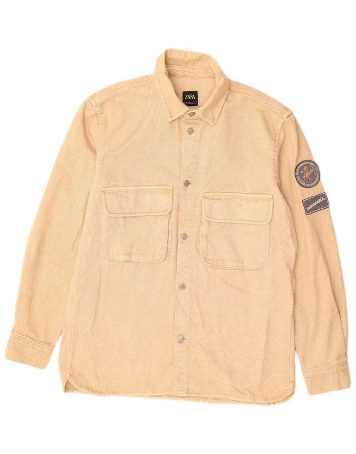 Ανδρικό τζιν πουκάμισο Zara Relaxed Fit Medium Beige Βαμβακερό