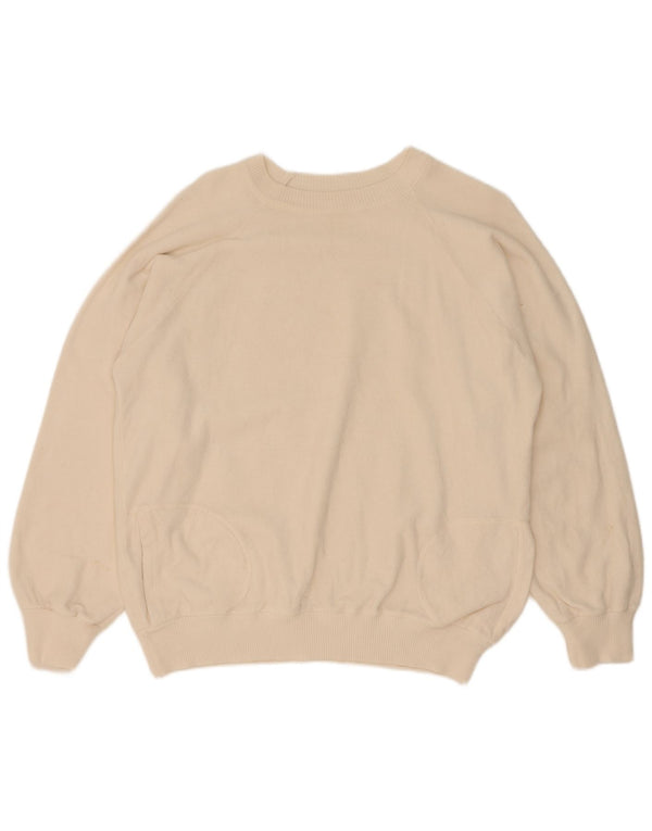 Vintage γυναικείο πουλόβερ με λαιμόκοψη UK 18 XL Λευκό βαμβακερό