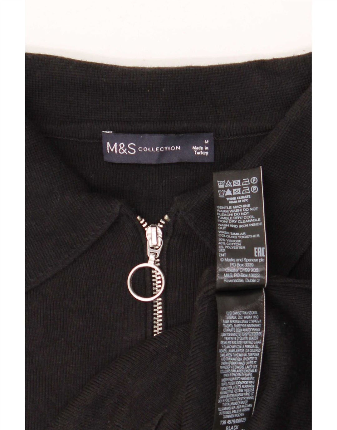 Marks & Spencer Γυναικείο πουκάμισο πόλο UK 14 μεσαία μαύρη βισκόζη