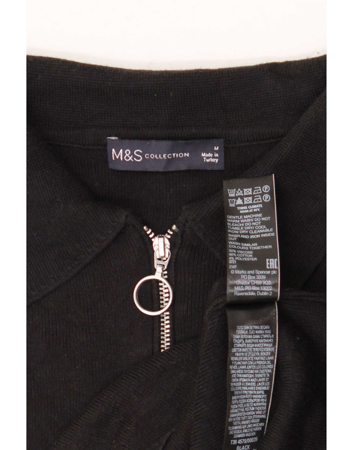 Marks & Spencer Γυναικείο πουκάμισο πόλο UK 14 μεσαία μαύρη βισκόζη