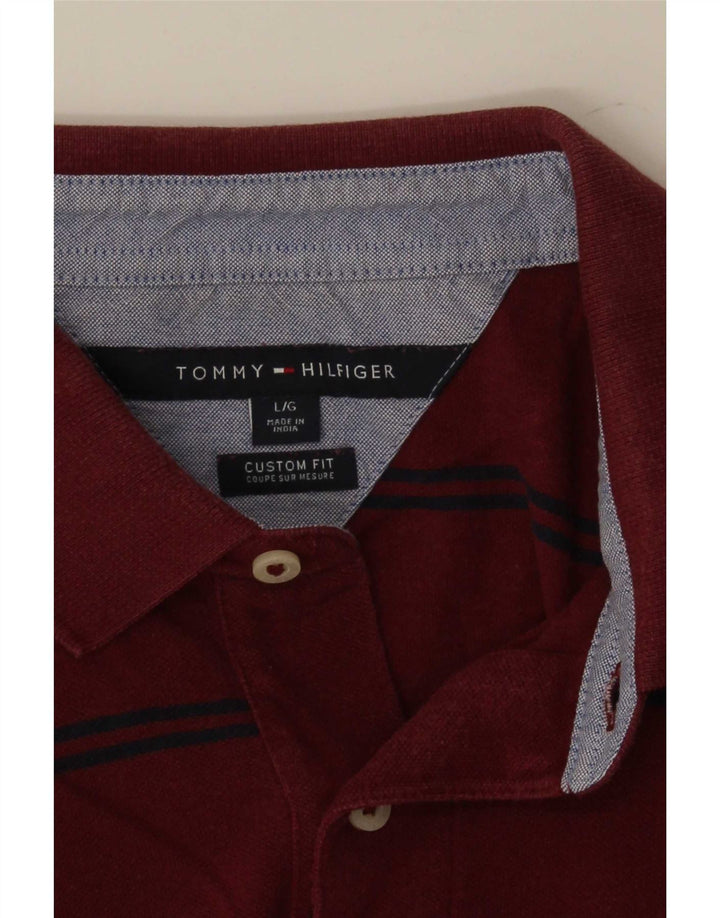 Tommy Hilfiger Ανδρικό πουκάμισο Polo Custom Fit μεγάλο κόκκινο ριγέ