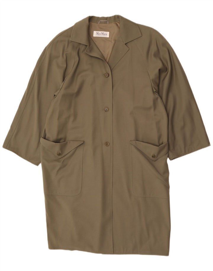 Max Mara Γυναικείο Πανωφόρι UK 14 Μεγάλο Χακί Μαλλί
