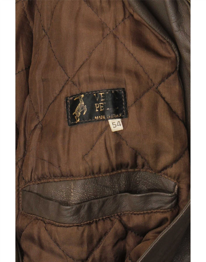 Vintage Ανδρικό Στρατιωτικό Δερμάτινο Μπουφάν IT 54 2XL Καφέ