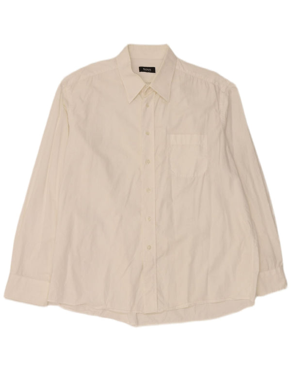Ανδρικό πουκάμισο Hugo Boss Μέγεθος 44 17 1/2 XL Λευκό βαμβακερό