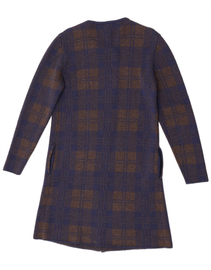 Vintage Γυναικείο πουλόβερ Longline Cardigan UK 14 Medium Navy Blue Check