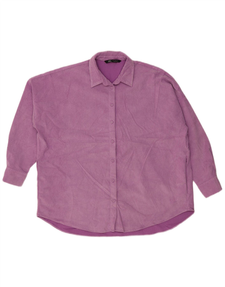 Zara Γυναικείο κοτλέ πουκάμισο UK 14 Medium Purple Polyester