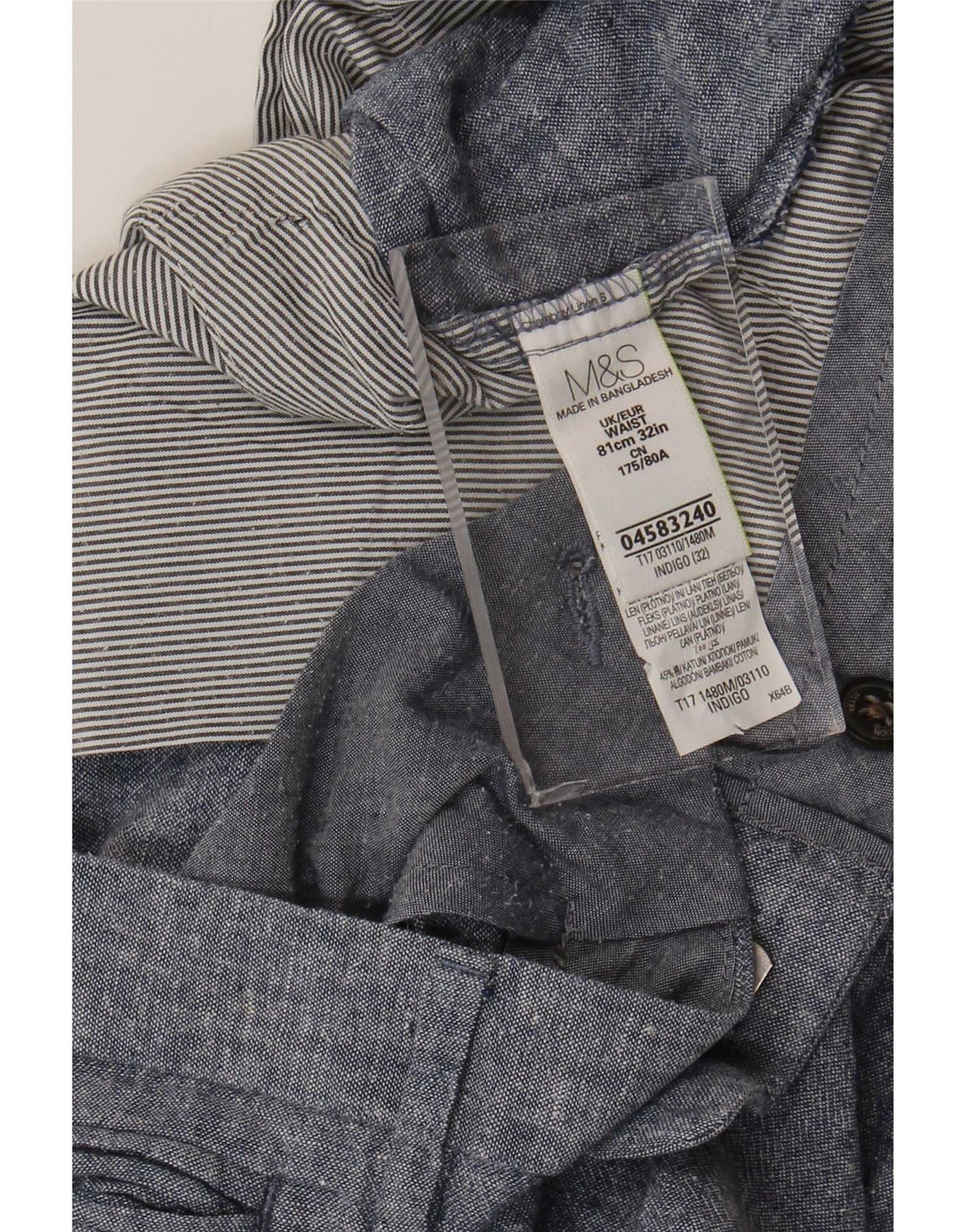 Ανδρικό σορτς Chino Marks & Spencer W32 Μεσαίο μπλε λινό