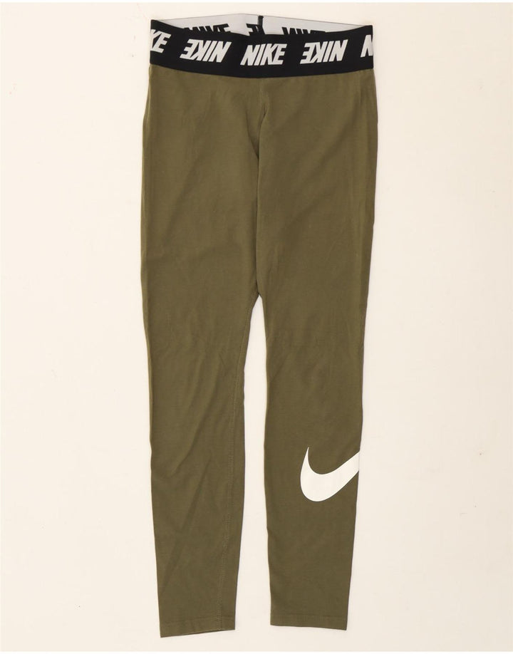 Γυναικεία γραφικά κολάν Nike UK 12 Medium Khaki Colourblock Βαμβακερά