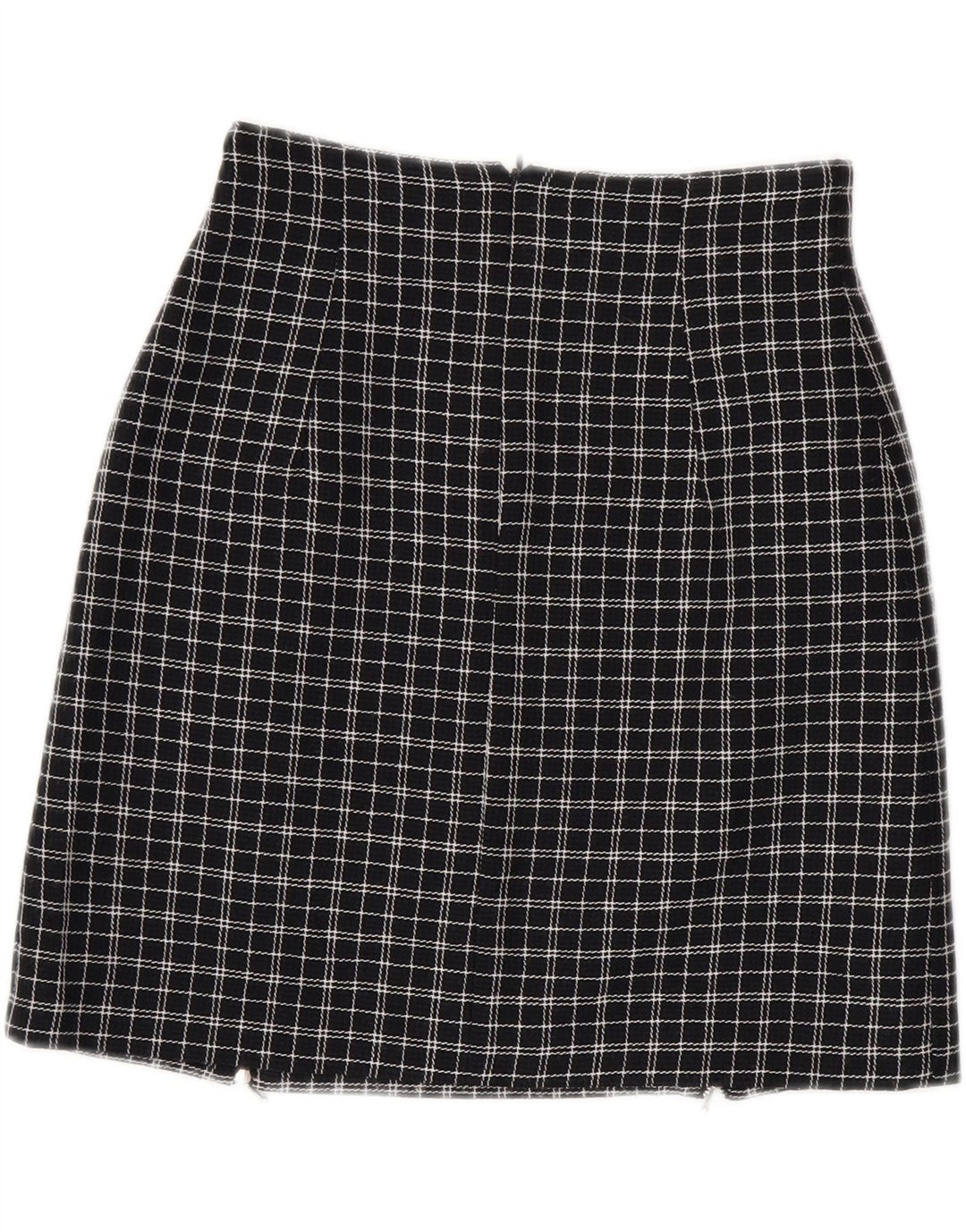 Vintage γυναικεία ίσια φούστα Small W26 Black Check Polyester