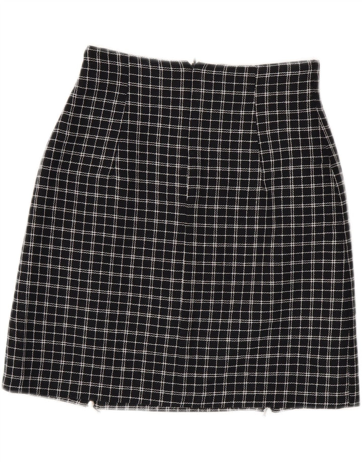 Vintage γυναικεία ίσια φούστα Small W26 Black Check Polyester
