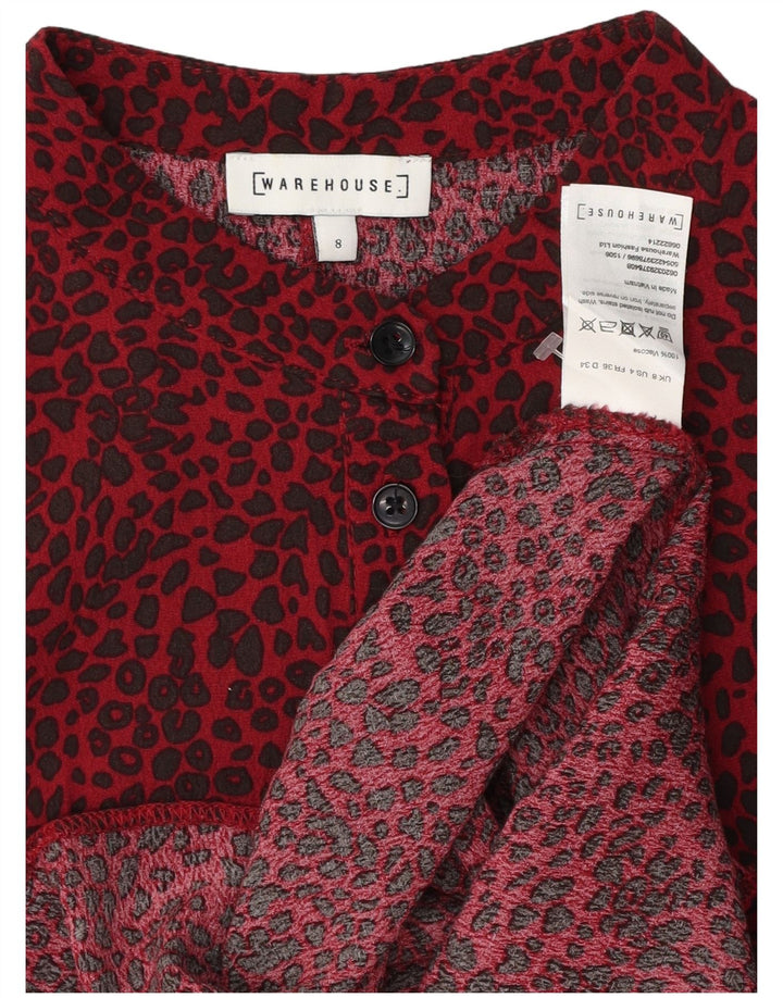 WAREHOUSE Γυναικείο Πουκάμισο Φόρεμα UK 8 Small Red Animal Print Viscose