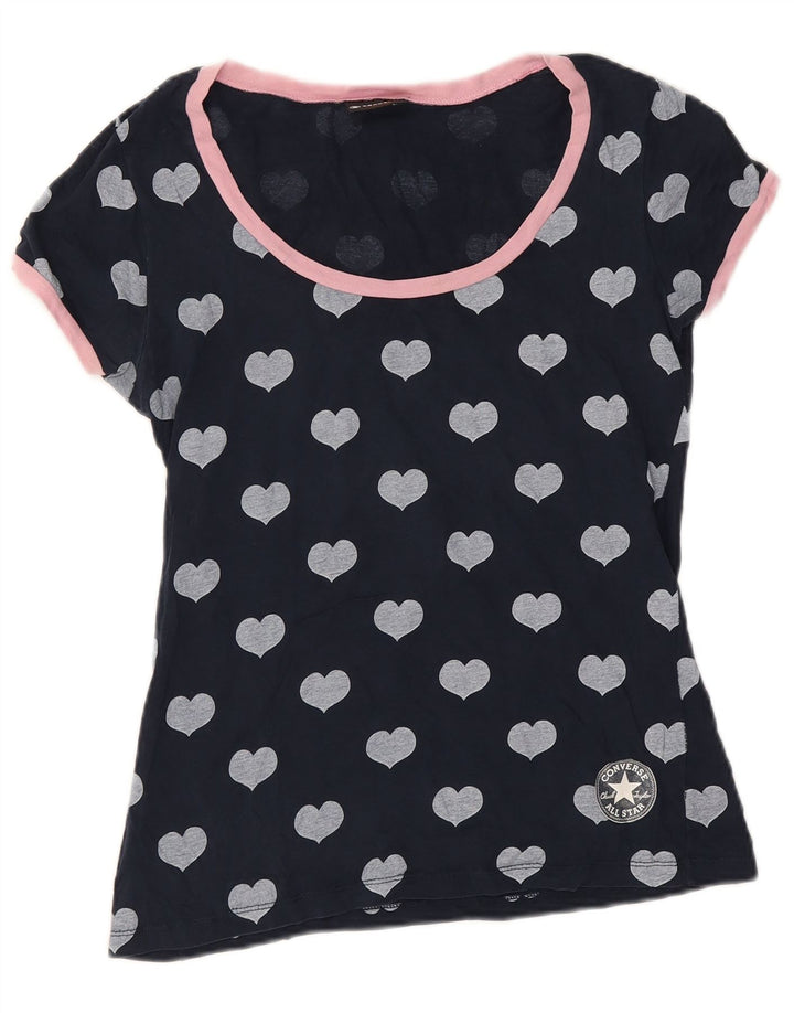 Γυναικείο μπλουζάκι Converse Abstract Pattern Top UK 12 Medium Navy Blue Heart