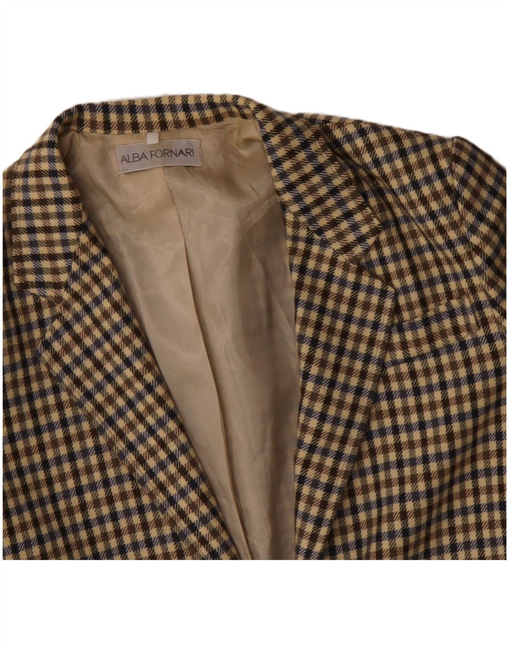 ALBA FORNARI Γυναικείο Longline Blazer Jacket UK 14 Medium Beige Gingham
