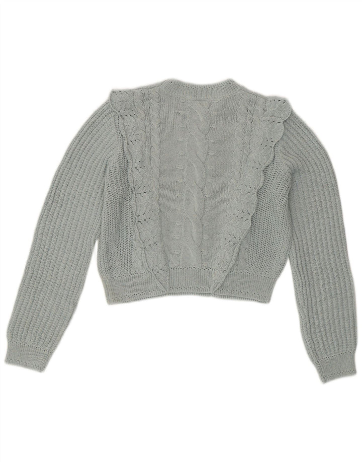 Γυναικείο πουλόβερ ZARA Crop Crop Neck Jumper UK 14 Medium Blue