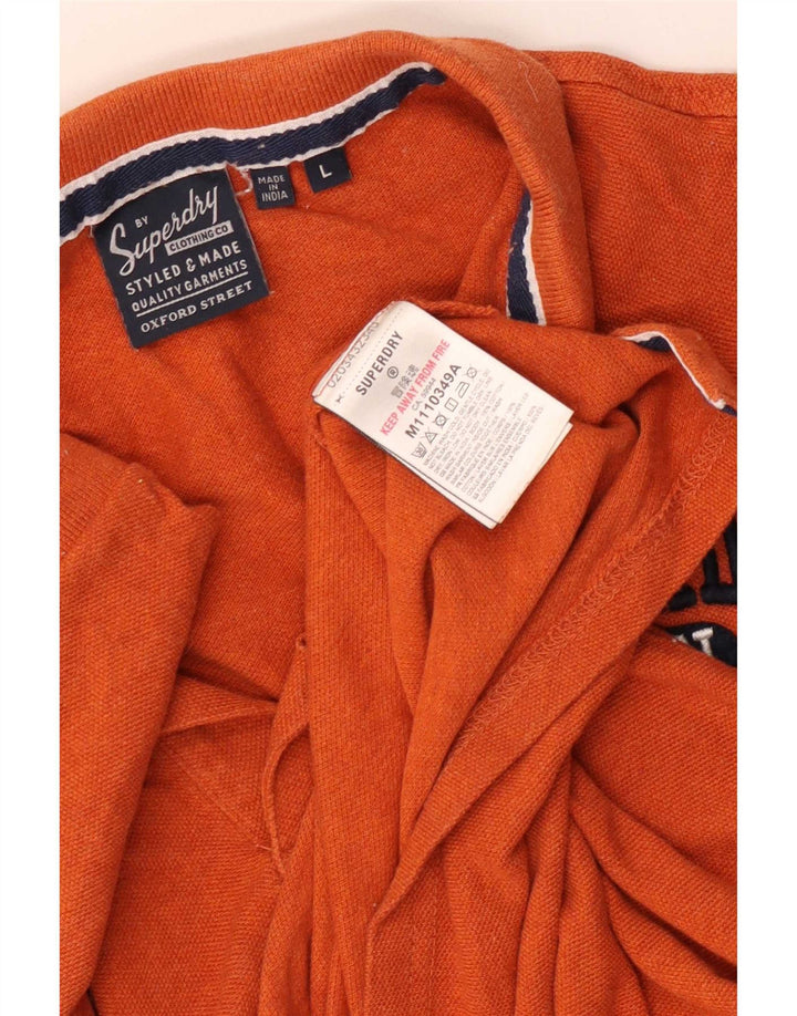 Ανδρικό γραφικό μπλουζάκι πόλο Superdry, μεγάλο πορτοκαλί βαμβακερό