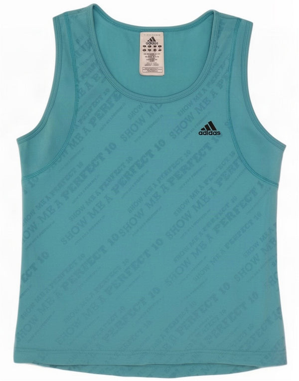 Adidas Γυναικείο Crop Graphic Vest Top UK 16 Large Blue Cotton