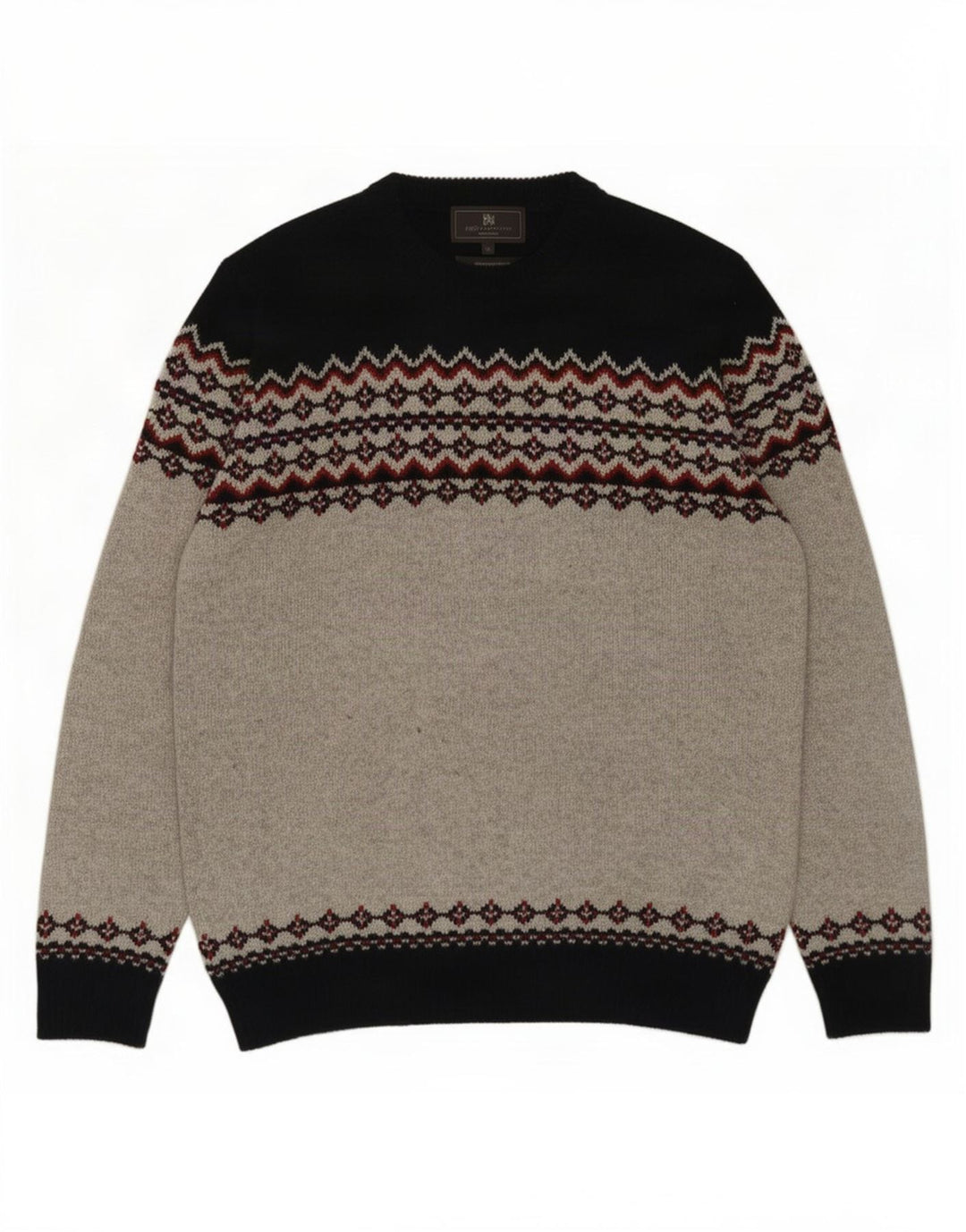 Ανδρικό πουλόβερ Marks & Spencer Crew Neck Jumper Medium Grey Fair Isle