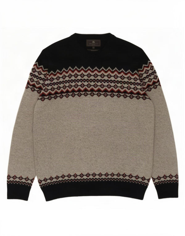 Ανδρικό πουλόβερ Marks & Spencer Crew Neck Jumper Medium Grey Fair Isle