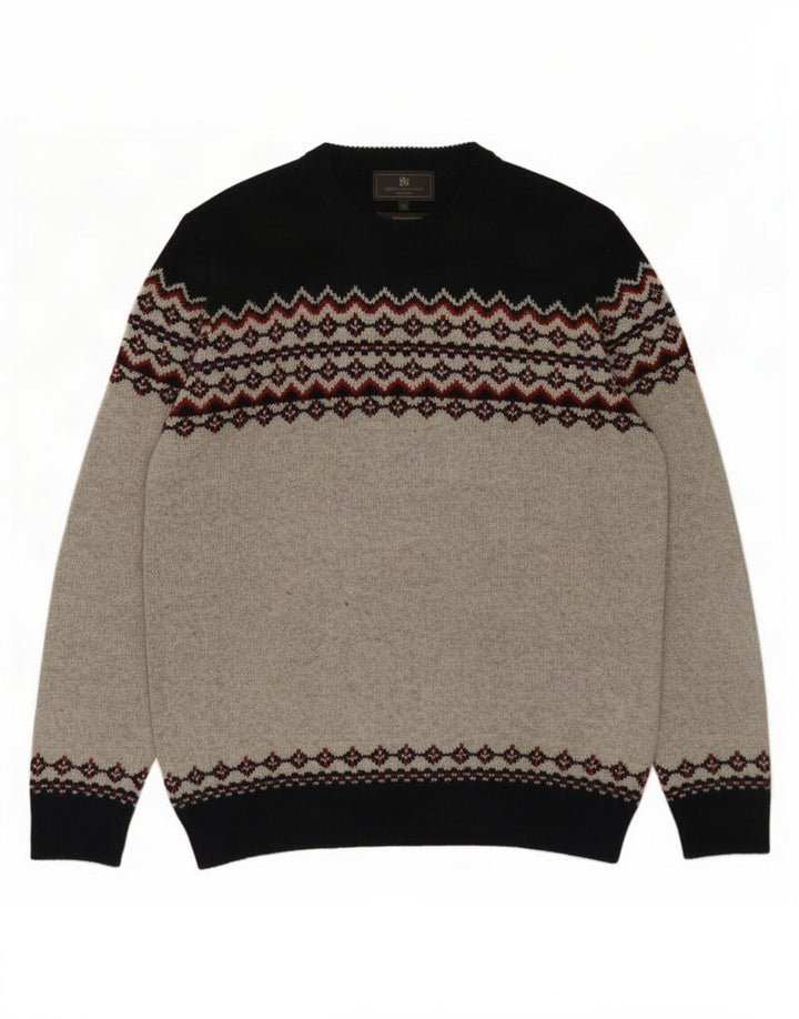Ανδρικό πουλόβερ Marks & Spencer Crew Neck Jumper Medium Grey Fair Isle