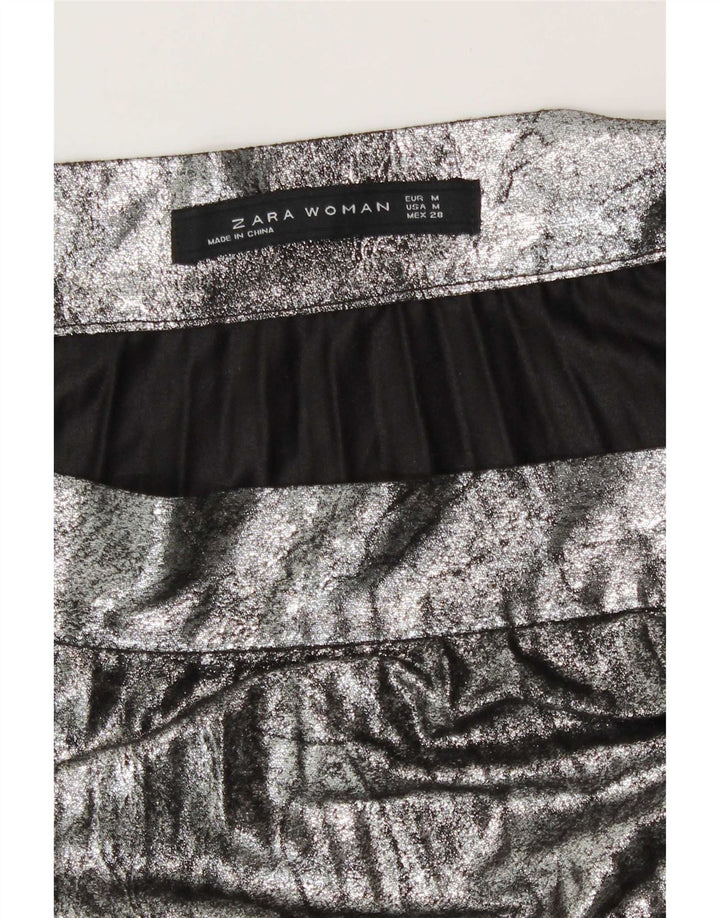 Zara Γυναικεία Φούστα Πλισέ Μαχαίρι Medium W28 Ασημί