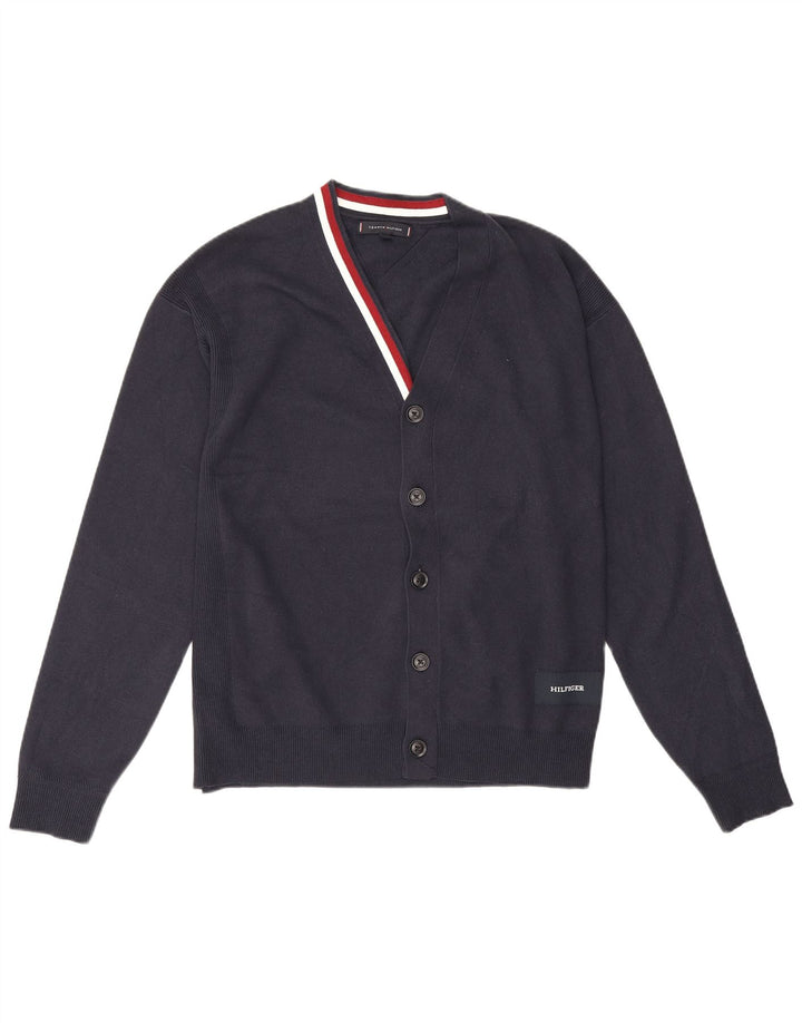 Ανδρικό πουλόβερ με ζακέτα Tommy Hilfiger, μεσαίο ναυτικό, βαμβακερό