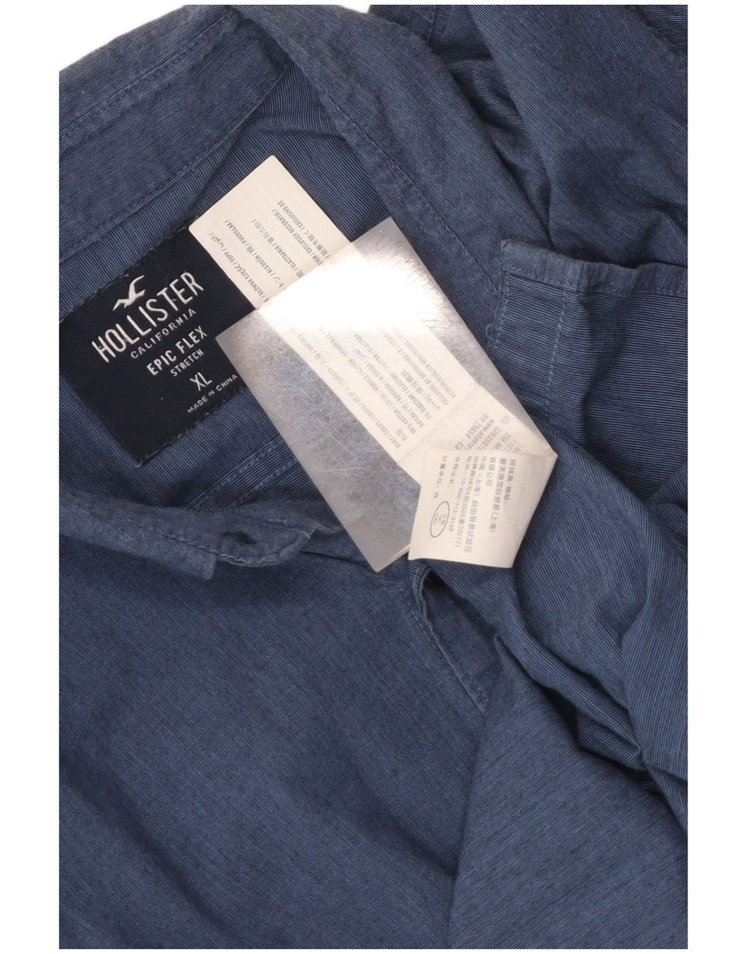 Ανδρικό πουκάμισο Hollister XL Μπλε βαμβακερό