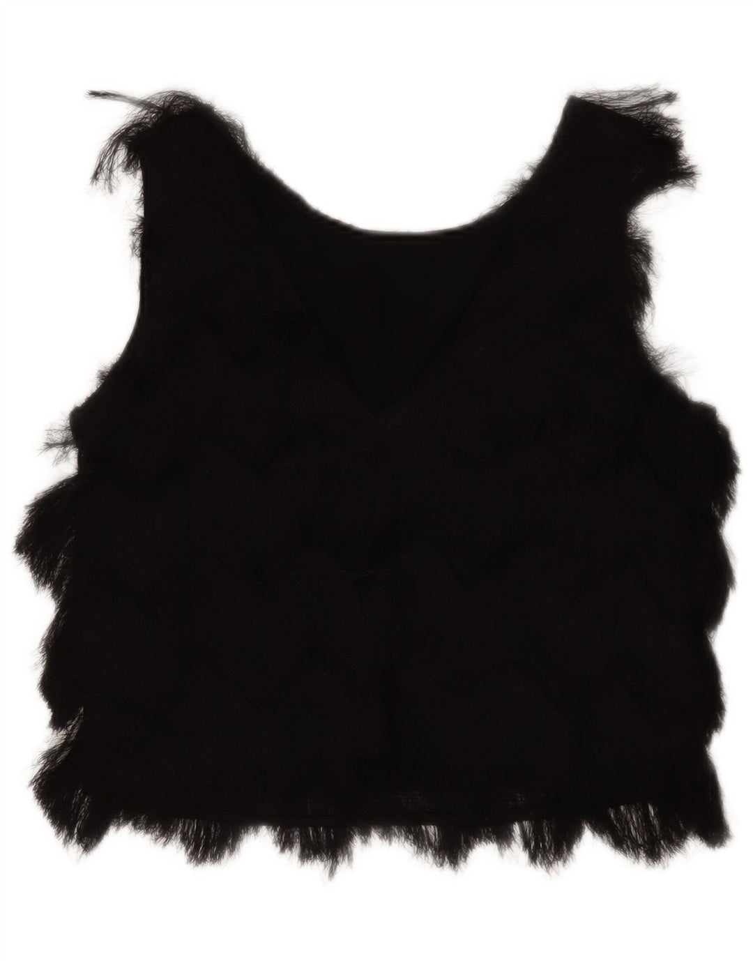 Zara Γυναικεία Αμάνικη Crop Μπλούζα Τοπ UK 10 Small Black Polyester