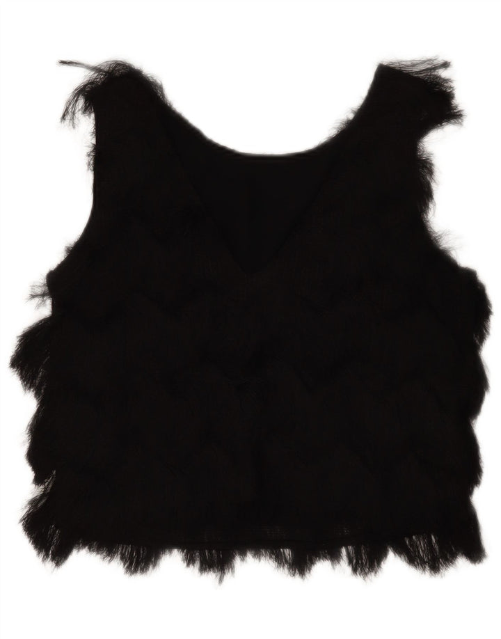 Zara Γυναικεία Αμάνικη Crop Μπλούζα Τοπ UK 10 Small Black Polyester