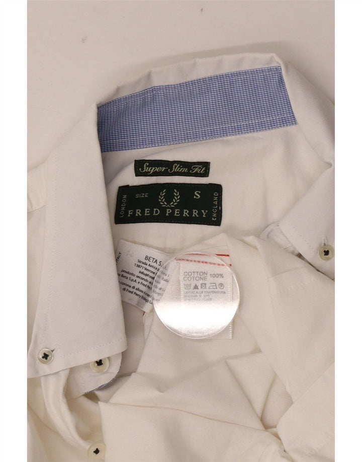 Fred Perry Ανδρικό πουκάμισο Super Slim Fit Μικρό λευκό βαμβακερό