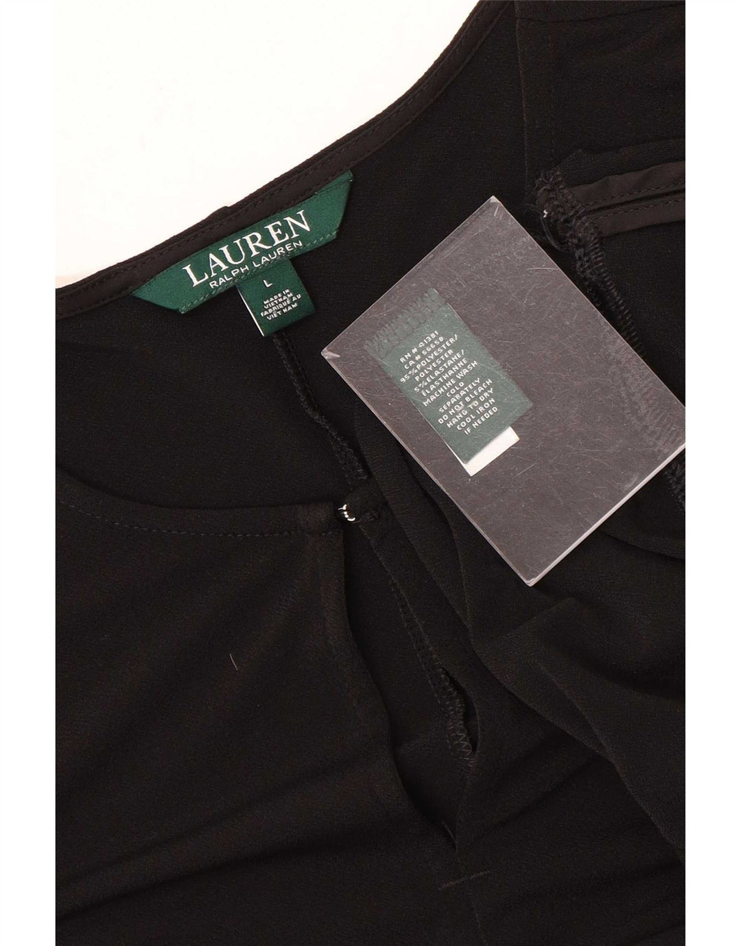 Ralph Lauren Γυναικείο χιτώνιο 3/4 μανίκι τοπ UK 16 μεγάλο μαύρο πολυεστέρα