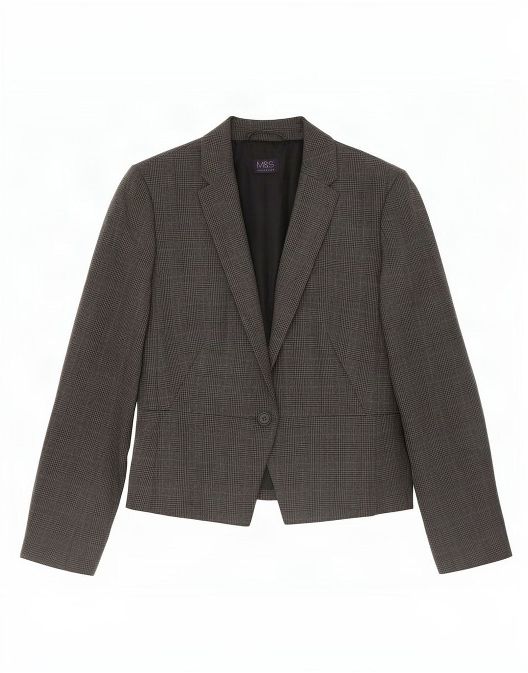 Marks & Spencer Γυναικείο σακάκι σακάκι 1 κουμπιού UK 12 Medium Grey Houndstooth