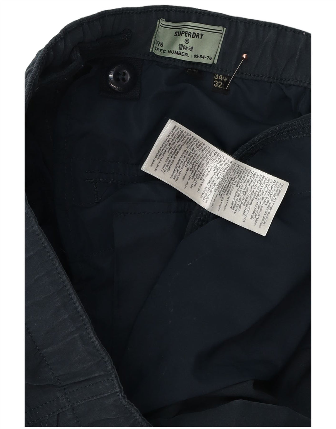 Ανδρικό κωνικό παντελόνι Cargo SUPERDRY W34 L32 Navy Blue Cotton