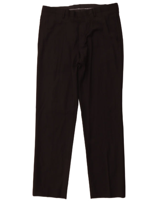 ZARA Ανδρικό ίσιο παντελόνι EU 44 Large W34 L31 Μαύρο μάλλινο