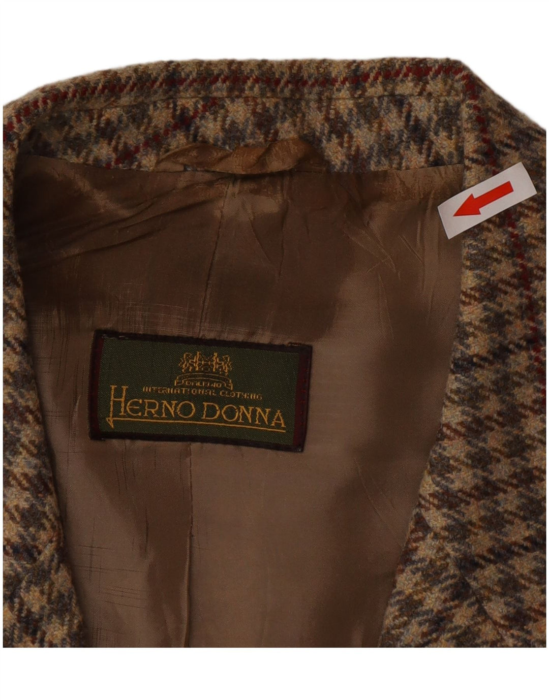 Herno Donna γυναικείο σακάκι 2 κουμπιών IT 50 XL Καφέ μαλλί Houndstooth