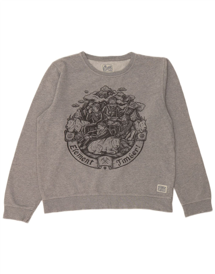 ELEMENT Ανδρικό γραφικό φούτερ Jumper μεγάλο γκρι βαμβακερό